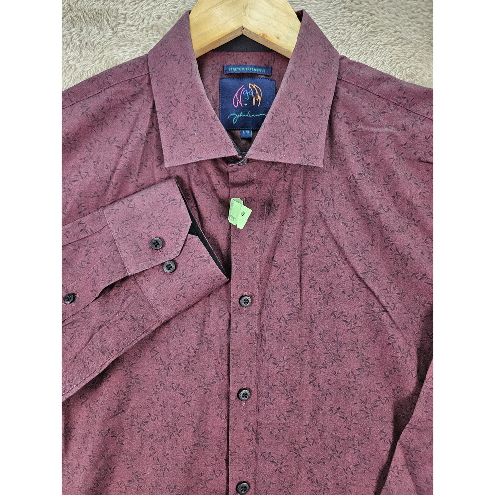 John Lennon Dress Shirt Stretch/Extensible Paisley Size L Cotton-blend Button Up